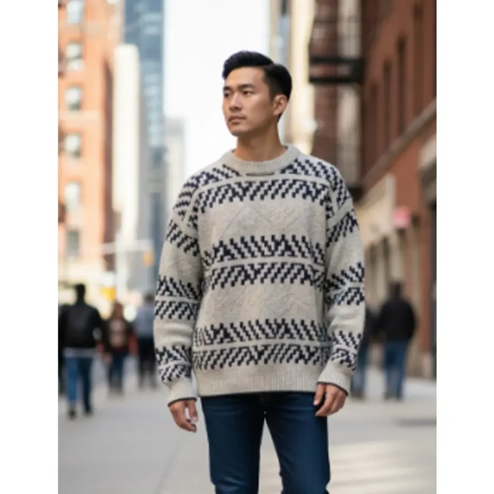 Vintage Susquehanna Trail Outfitters Mens Sweater Jumper Gray Blue Large
